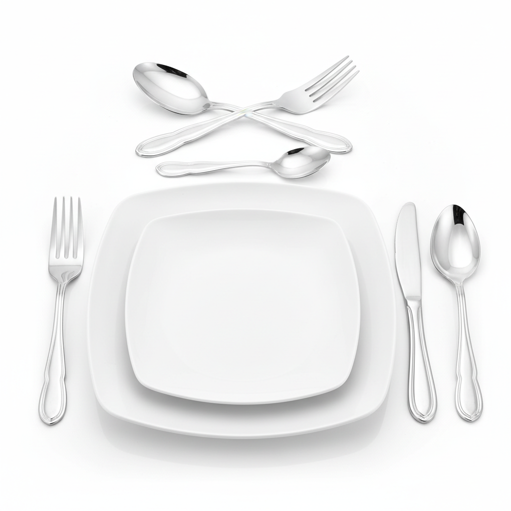 Silver-Look Plastic Tableware Place Setting